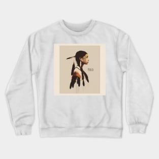 [AI Art] Proud Native American Woman With Headdress Crewneck Sweatshirt